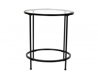 BLNK Astoria Collection Round Modern Clear Glass End Table