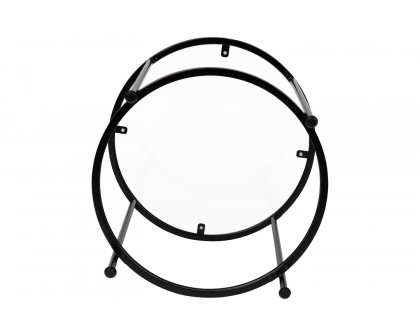 BLNK Astoria Collection Round Modern Clear Glass End Table - Matte Black