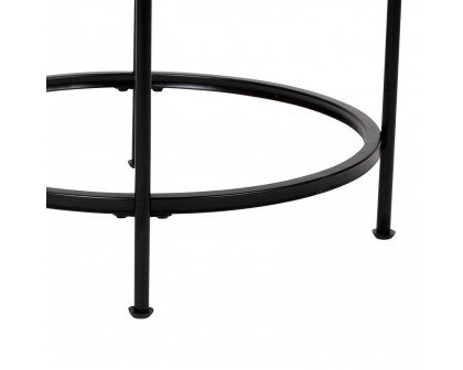 BLNK Astoria Collection Round Modern Clear Glass End Table - Matte Black