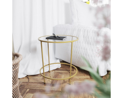 BLNK Astoria Collection Round Modern Clear Glass End Table