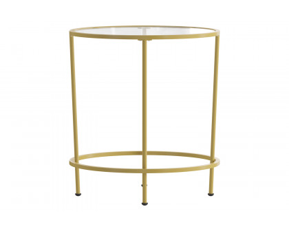 BLNK Astoria Collection Round Modern Clear Glass End Table - Gold