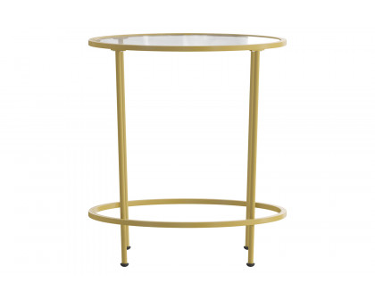 BLNK Astoria Collection Round Modern Clear Glass End Table - Gold