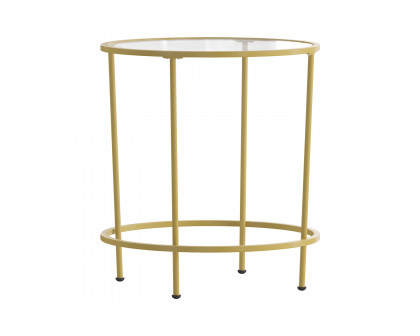 BLNK Astoria Collection Round Modern Clear Glass End Table - Gold