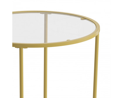 BLNK Astoria Collection Round Modern Clear Glass End Table - Gold