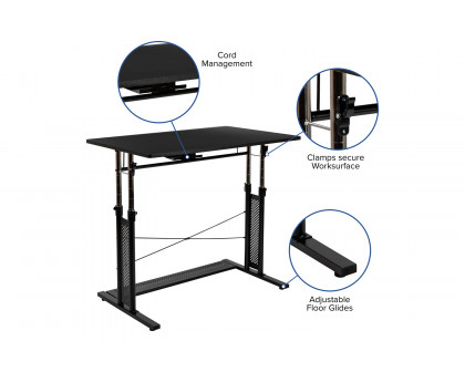 BLNK Fairway Height Adjustable Sit to Stand Home Office Desk - Black