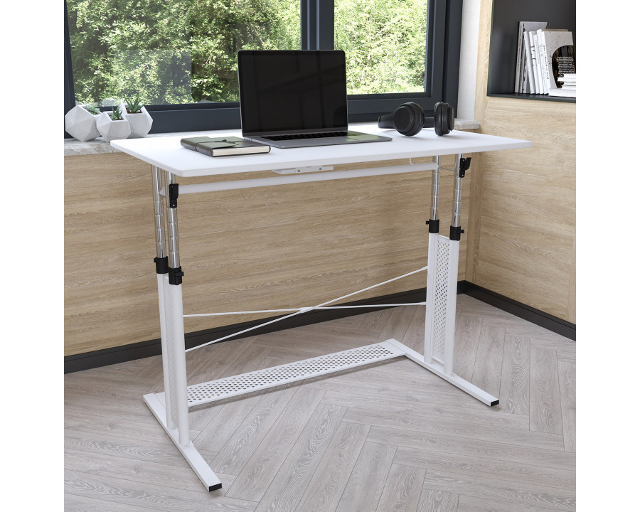 BLNK Fairway Height Adjustable Sit to Stand Home Office Desk - White