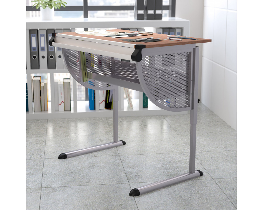 BLNK - Berkley Adjustable Drawing and Drafting Table with Pewter Frame