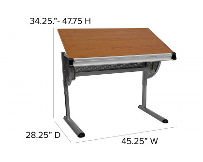 BLNK - Berkley Adjustable Drawing and Drafting Table with Pewter Frame