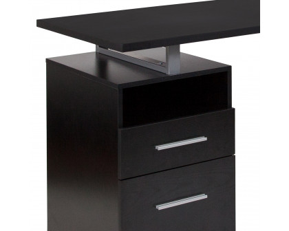 BLNK™ Harwood Wood Harwood Grain Finish Computer Desk with Two Drawers and Silver Metal Frame - Dark Ash