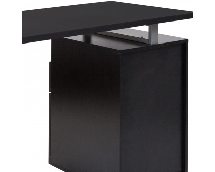 BLNK™ Harwood Wood Harwood Grain Finish Computer Desk with Two Drawers and Silver Metal Frame - Dark Ash