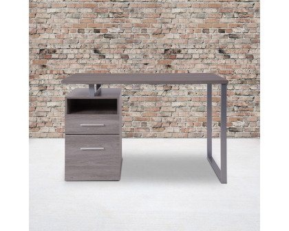 BLNK Harwood Laminate Computer Desk with Two Drawers and Silver Metal Frame