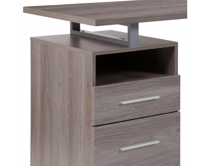 BLNK™ Harwood Laminate Computer Desk with Two Drawers and Silver Metal Frame - Light Ash Wood Grain