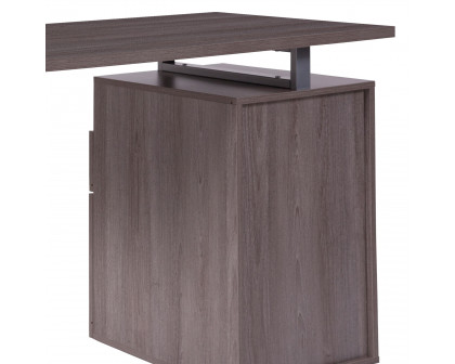 BLNK™ Harwood Laminate Computer Desk with Two Drawers and Silver Metal Frame - Light Ash Wood Grain