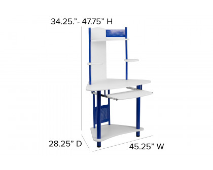 BLNK Walker Corner Computer Desk with Hutch - Blue