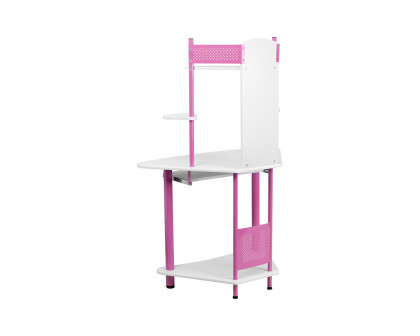 BLNK - Walker Corner Computer Desk with Hutch in Pink