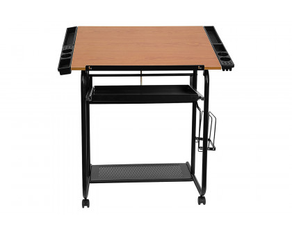 BLNK - Swanson Adjustable Drawing and Drafting Table with Black Frame and Dual Wheel Casters