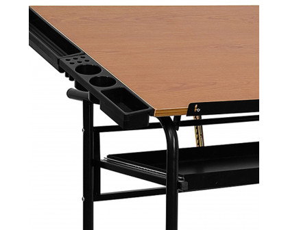 BLNK - Swanson Adjustable Drawing and Drafting Table with Black Frame and Dual Wheel Casters