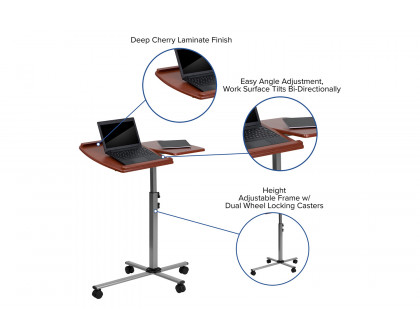 BLNK - Dunbar Angle and Height Adjustable Mobile Laptop Computer Table with Cherry Top