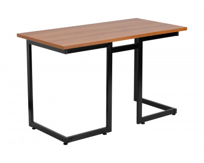 BLNK - Cherry Computer Desk with Black Metal Frame