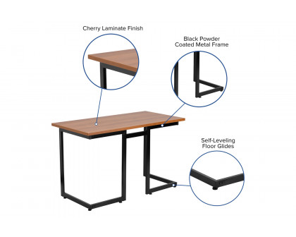 BLNK - Cherry Computer Desk with Black Metal Frame