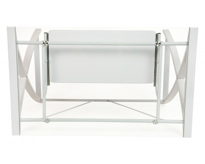 BLNK™ Jude Glass Computer Desk with Pull-Out Keyboard Tray and Crisscross Frame - Clear/White