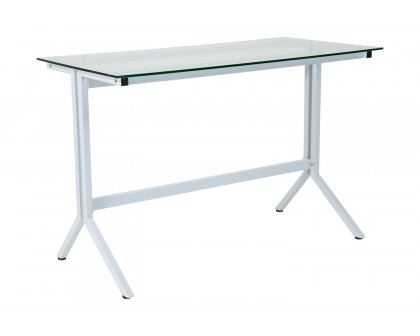 BLNK - Winfield Collection Glass Computer Desk with White Metal Frame