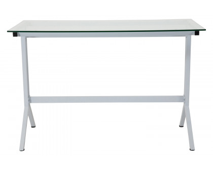 BLNK - Winfield Collection Glass Computer Desk with White Metal Frame