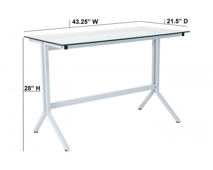 BLNK - Winfield Collection Glass Computer Desk with White Metal Frame