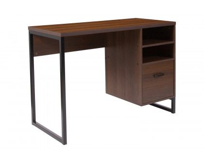 BLNK - Northbrook Rustic Coffee Wood Grain Finish Computer Desk with Black Metal Frame