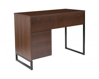 BLNK - Northbrook Rustic Coffee Wood Grain Finish Computer Desk with Black Metal Frame