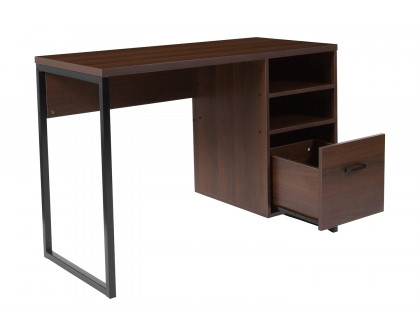 BLNK - Northbrook Rustic Coffee Wood Grain Finish Computer Desk with Black Metal Frame