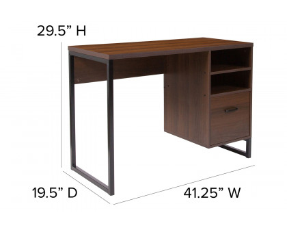 BLNK - Northbrook Rustic Coffee Wood Grain Finish Computer Desk with Black Metal Frame