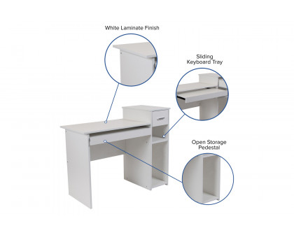 BLNK - Highland Park White Computer Desk with Shelves and Drawer