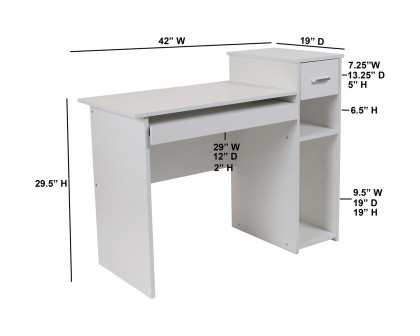 BLNK - Highland Park White Computer Desk with Shelves and Drawer