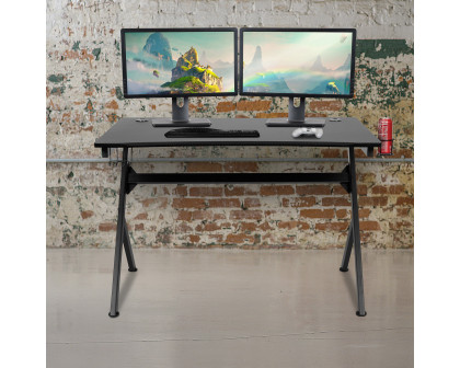 BLNK - Duncan Gaming Desk Computer Table Gamer Workstation with Headphone Holder and 2 Cable Management Holes