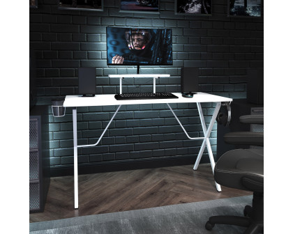 BLNK Mallot Gaming Desk with Cup Holder, Headphone Hook and Monitor/Smartphone Stand