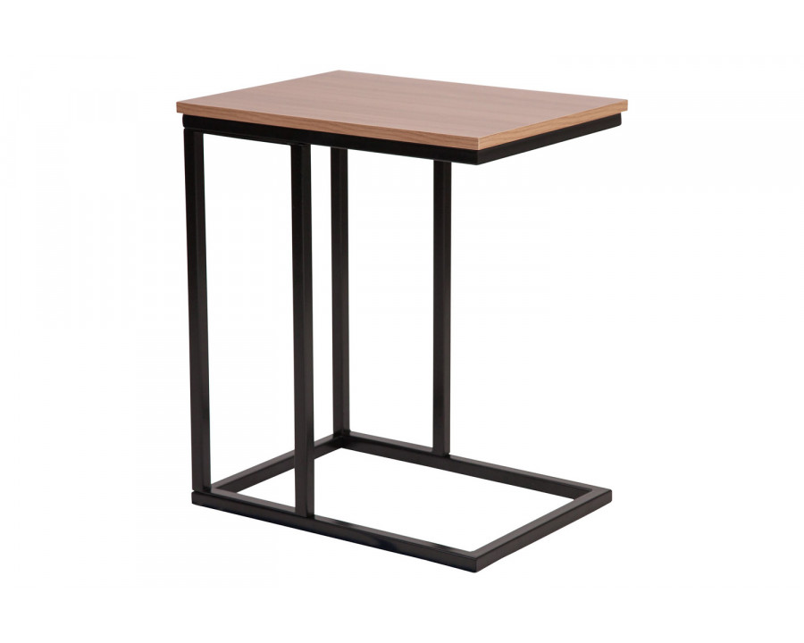 BLNK - Aurora Rustic Wood Grain Finish Side Table with Black Metal Cantilever Base