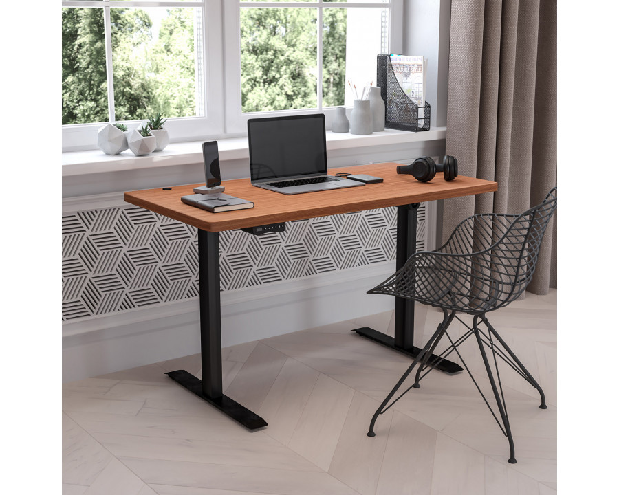 BLNK Tanner Electric Height Adjustable Standing Desk - Mahogany