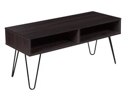 BLNK - Oak Park Collection Driftwood Wood Grain Finish TV Stand with Black Metal Legs