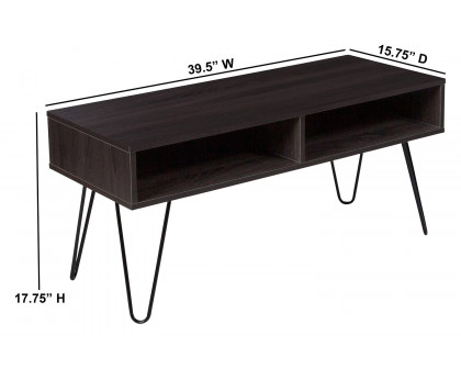 BLNK - Oak Park Collection Driftwood Wood Grain Finish TV Stand with Black Metal Legs