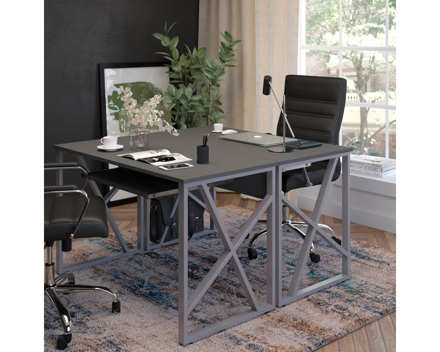 BLNK - Salvador Black Computer Desk with Pull-Out Keyboard Tray and Cross-Brace Frame