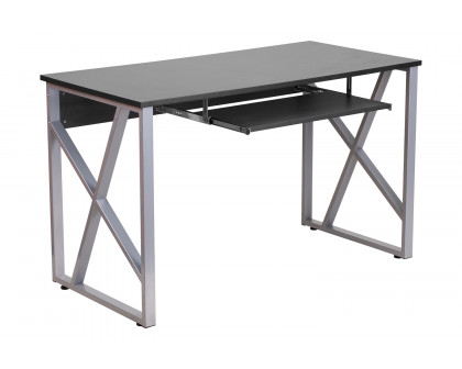 BLNK - Salvador Black Computer Desk with Pull-Out Keyboard Tray and Cross-Brace Frame