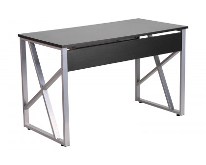 BLNK - Salvador Black Computer Desk with Pull-Out Keyboard Tray and Cross-Brace Frame