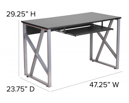 BLNK - Salvador Black Computer Desk with Pull-Out Keyboard Tray and Cross-Brace Frame