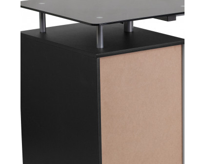 BLNK - Singleton Black Glass Computer Desk with Three Drawer Pedestal