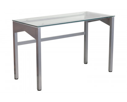 BLNK - Jayden Contemporary Clear Tempered Glass Desk with Geometric Sides