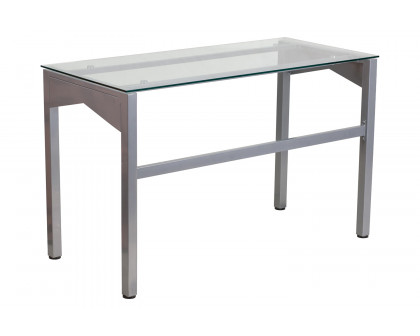 BLNK - Jayden Contemporary Clear Tempered Glass Desk with Geometric Sides