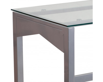 BLNK - Jayden Contemporary Clear Tempered Glass Desk with Geometric Sides