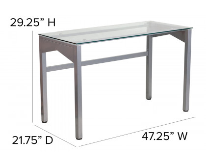 BLNK - Jayden Contemporary Clear Tempered Glass Desk with Geometric Sides