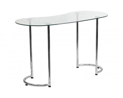 BLNK - Contemporary Desk with Curvaceous Clear Tempered Glass